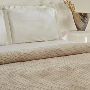 Karaca Home Raunda Çift Kişilik Wellsoft Battaniye Ekru  görseli 3