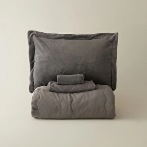 Karaca Home Flufy Çift Kişilik Soft Dream Comfort Set/Uyku Seti Antrasit görseli 6