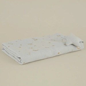 Karaca Home Starry Müslin %100 Pamuk Bebek Battaniye Mavi 70x100 cm görseli 4