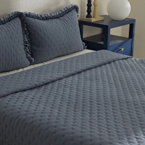 Karaca Home Viona Çift Kişilik Yatak Örtüsü Seti Mavi görseli 4