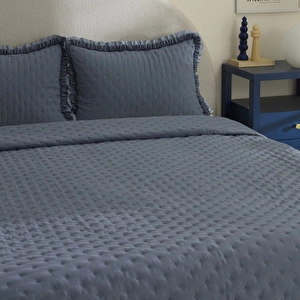 Karaca Home Viona Çift Kişilik Yatak Örtüsü Seti Mavi görseli 5