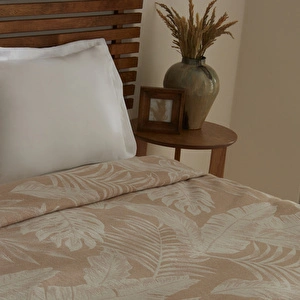 Karaca Home Leafy Sea Müslin Çift Kişilik Tek Pike Bej görseli 4