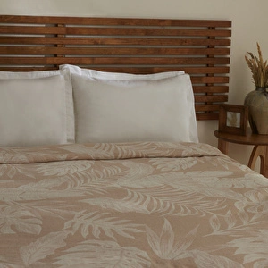 Karaca Home Leafy Sea Müslin Çift Kişilik Tek Pike Bej görseli 5