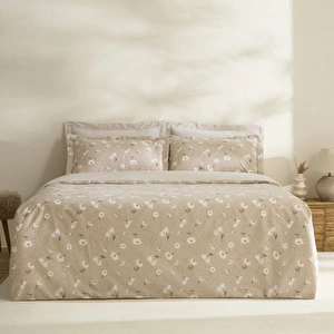 Karaca Home Daisy %100 Pamuk Çift Kişilik Nevresim Takımı Bej görseli 10
