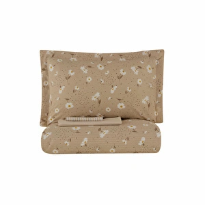Karaca Home Daisy %100 Pamuk Çift Kişilik Nevresim Takımı Bej görseli 11