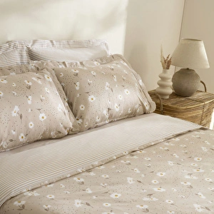 Karaca Home Daisy %100 Pamuk Çift Kişilik Nevresim Takımı Bej görseli 3