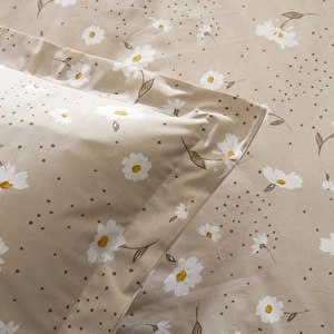Karaca Home Daisy %100 Pamuk Çift Kişilik Nevresim Takımı Bej görseli 8