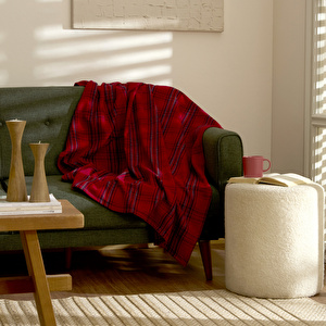 Karaca Home Flanel Throw Tv Battaniyesi Koyu Siyah/Kırmızı görseli 1