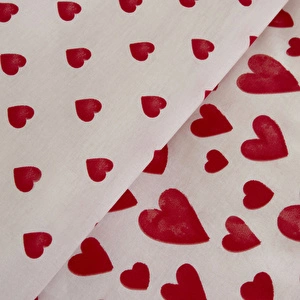 Karaca Home Amour Bliss Kalp Desenli %100 Pamuk Çift Kişilik Nevresim Takımı Kırmızı görseli 4