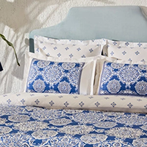 Karaca Home Leodinas %100 Pamuk Çift Kişilik Nevresim Takımı Mavi görseli 3