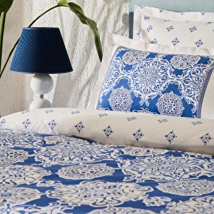 Karaca Home Leodinas %100 Pamuk Çift Kişilik Nevresim Takımı Mavi görseli 4