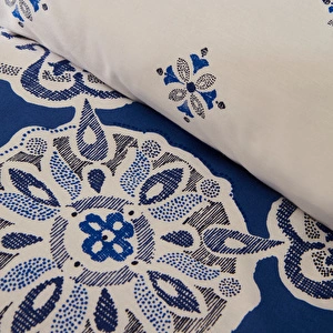 Karaca Home Leodinas %100 Pamuk Çift Kişilik Nevresim Takımı Mavi görseli 5