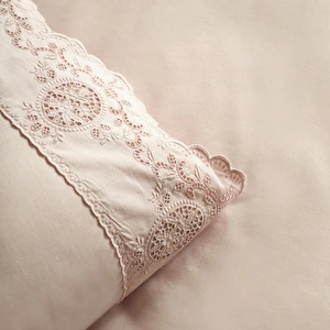 Karaca Home Chole Brodeli %100 Pamuk Çift Kişilik Nevresim Takımı Pudra görseli 7