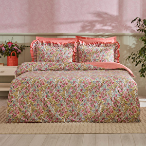 Karaca Home Alice %100 Pamuk Çift Kişilik Nevresim Takımı Somon görseli 1