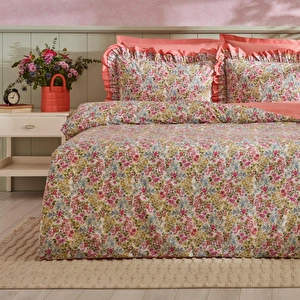 Karaca Home Alice %100 Pamuk Çift Kişilik Nevresim Takımı Somon görseli 2