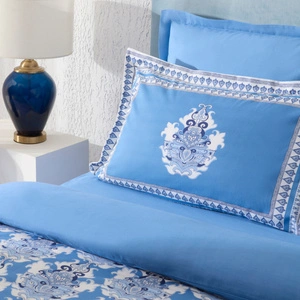 Karaca Home Casandra %100 Pamuk Çift Kişilik Nevresim Takımı Mavi görseli 7