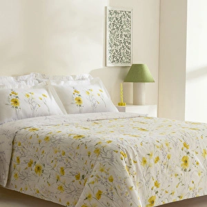 Karaca Home Rosella %100 Pamuk Çift Kişilik Nevresim Takımı Sarı görseli 2