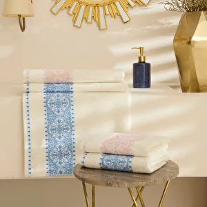 Karaca Home Cozy Bath %100 Pamuk 4 Parça Hamam Seti Mavi-Pudra  görseli 1