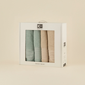 Karaca Home Line Soft %100 Pamuk 4 Parça Hamam Seti Bej-Pudra  görseli 2