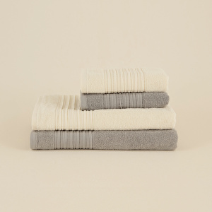 Karaca Home Line Soft %100 Pamuk 4 Parça Hamam Seti Ekru-Gri  görseli 2