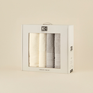 Karaca Home Line Soft %100 Pamuk 4 Parça Hamam Seti Ekru-Gri  görseli 3