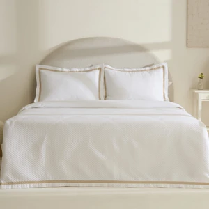 Karaca Home White Collection Doris %100 Pamuk Çift Kişilik Yatak Örtüsü Takımı Mavi 