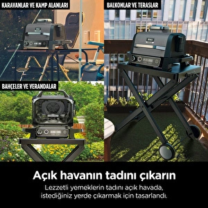 Ninja Woodfire Elektrikli Barbekü Grill ve Smoker Gri Siyah görseli 8