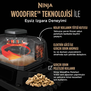 Ninja Woodfire Elektrikli Barbekü Grill ve Smoker Gri Siyah görseli 11