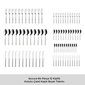 Emsan Accura 84 Parça 12 Kişilik Çatal Kaşık Bıçak Takımı görseli 5