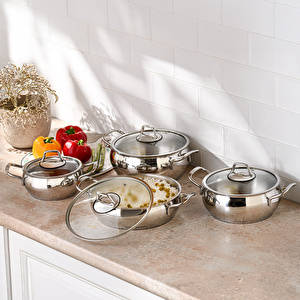 Emsan Cemre İndüksiyon Tabanlı 8 Parça Çelik Tencere Seti