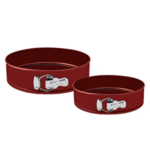 Emsan Circle 2'li Kek Kalıbı Seti Bordo 24 - 28 cm kelepçeli