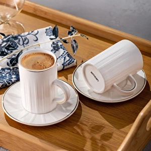 Emsan Çift Çizgi Desen Double Kahve Fincanı 150 cc Gold görseli 4