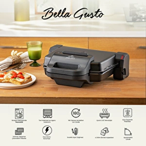 Emsan Bella Gusto Tost Makinesi Siyah görseli 15