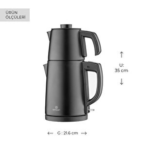 Emsan Bella Gusto Çelik Çay Makinesi Siyah görseli 8