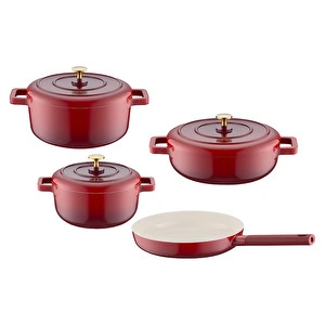 Emsan Red Royal 7 Parça Tencere Seti görseli 4