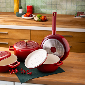 Emsan Red Royal 7 Parça Tencere Seti görseli 2