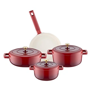 Emsan Red Royal 7 Parça Tencere Seti görseli 3