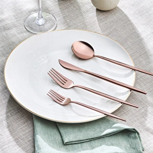 Apricot Faro Rosegold 24 Parça 6 Kişilik Çatal Kaşık Bıçak Kutulu görseli 2