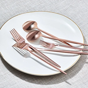 Apricot Faro Rosegold 24 Parça 6 Kişilik Çatal Kaşık Bıçak Kutulu görseli 3