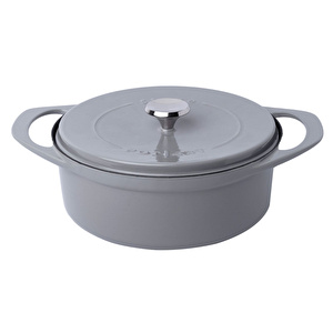 Pot Art Derin Döküm Tencere Mat Emayeli Gri 28 cm görseli 2