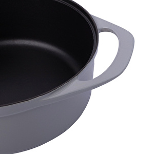 Pot Art Derin Döküm Tencere Mat Emayeli Gri 28 cm görseli 5
