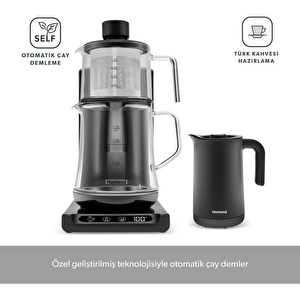 Homend Smart Royaltea Plus 2 in 1 Otomatik Çay ve Türk Kahve Makinesi Siyah görseli 2