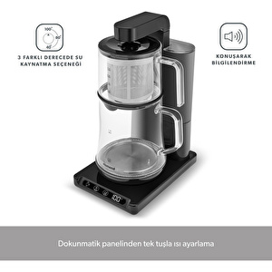 Homend Smart Royaltea Plus 2 in 1 Otomatik Çay ve Türk Kahve Makinesi Siyah görseli 3