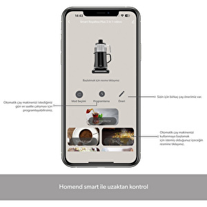 Homend Smart Royaltea Plus 2 in 1 Otomatik Çay ve Türk Kahve Makinesi Siyah görseli 4