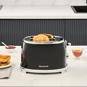 Homend Vintage Breadfast 1527H 2 Dilim Kapasiteli Ekmek Kızartma Makinesi Siyah