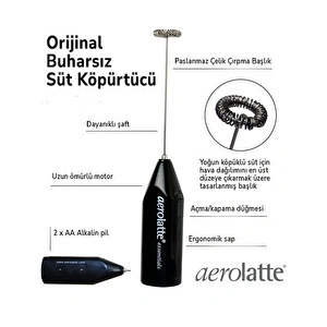 Aerolatte Premium Süt Köpürtücü, To-Go Saklama Tüplü, Siyah görseli 7