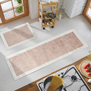 Sare By Kaşmir Halı Ria Set Bej 45x60cm 45x120 cm görseli 1
