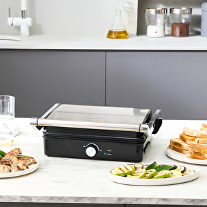 Cookplus x Karaca 4 Dilim Kapasiteli Döküm Plakalı Izgara ve Tost Makinesi Inox 2000W görseli 4