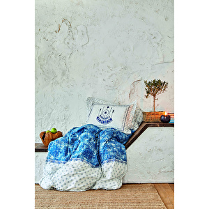Karaca Home Costa Mavi %100 Pamuk Çift Kişilik Nevresim Takımı görseli 4
