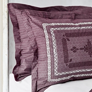 Karaca Home Mesto Bordo %100 Pamuk Çift Kişilik Lastik Çarşaflı Nevresim Takımı görseli 2